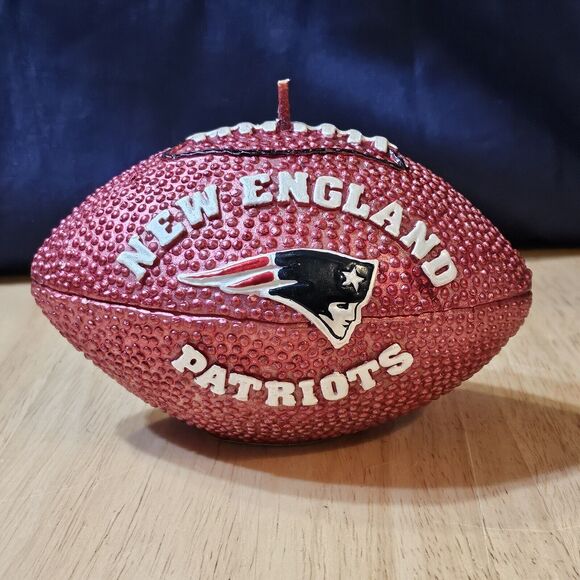 New England Patriots NFL Wax Football Shape Candle new with box wear - Picture 1 of 5